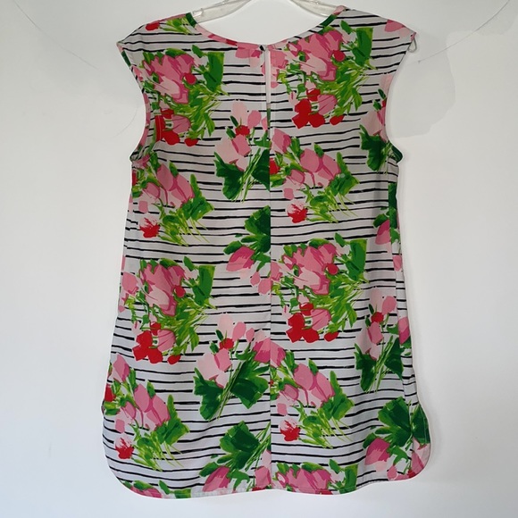Merona Pink floral striped tank Size S - Picture 3 of 3